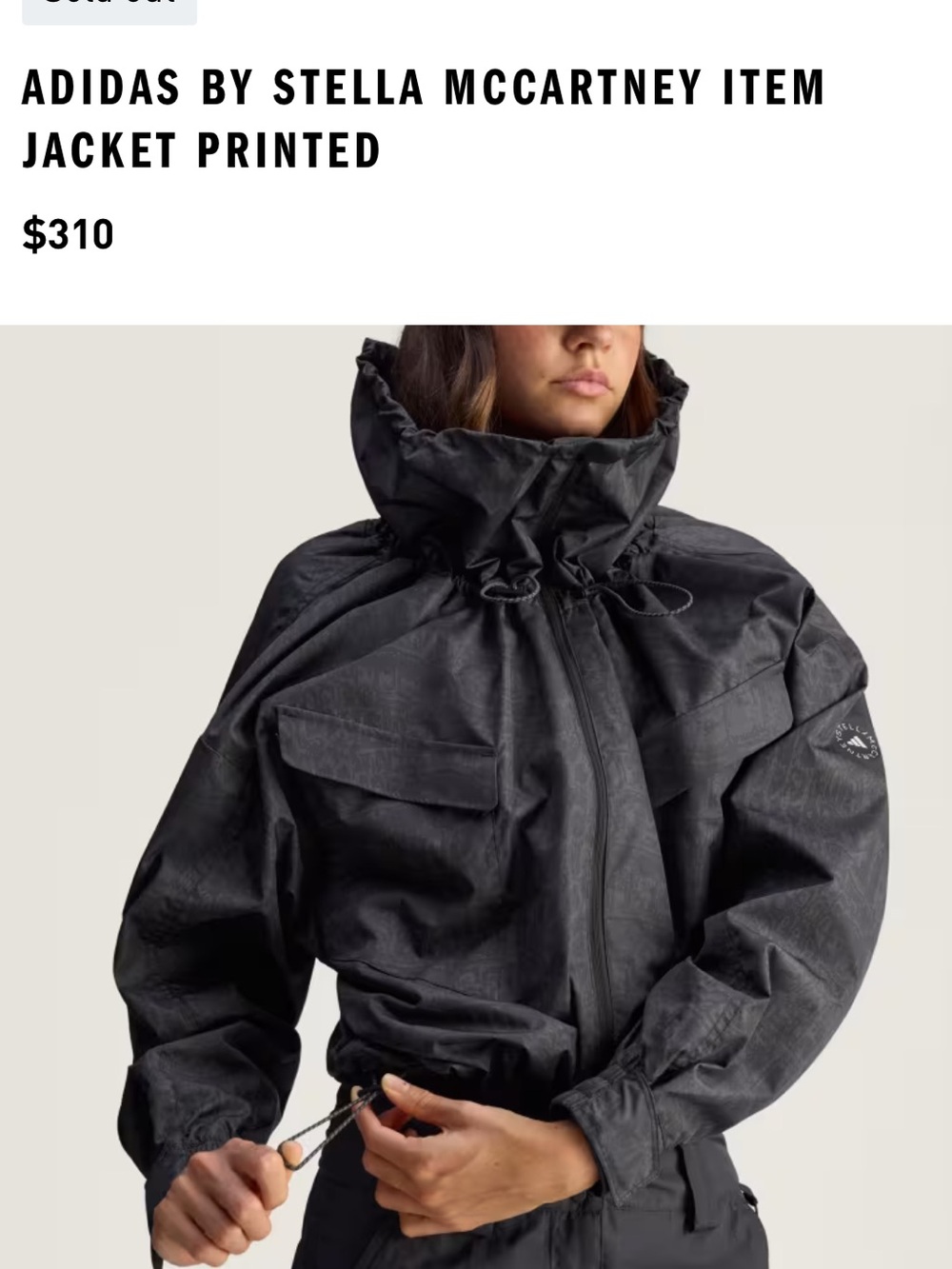 NEW🖤Stella McCartney x Adidas training track jacket utility black $310 - Picture 11 of 16
